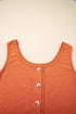 Grapefruit Orange U Neck Button Front Sleeveless Romper